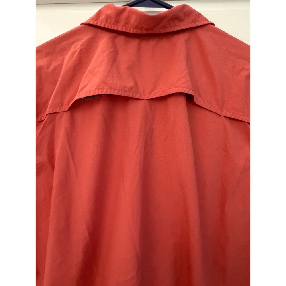 Eddie Bauer Travex Mens XL Coral Pink Ripstop Short Sleeve Hiking Shirt Top